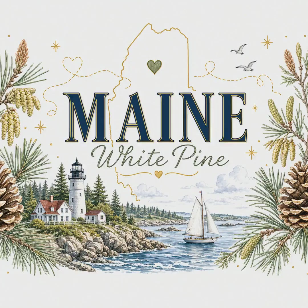 Maine State Flower 20oz Tumbler | White Pine Cone and Tassel Botanical State Flower Gift | Insulated Stainless Steel Travel Cup video