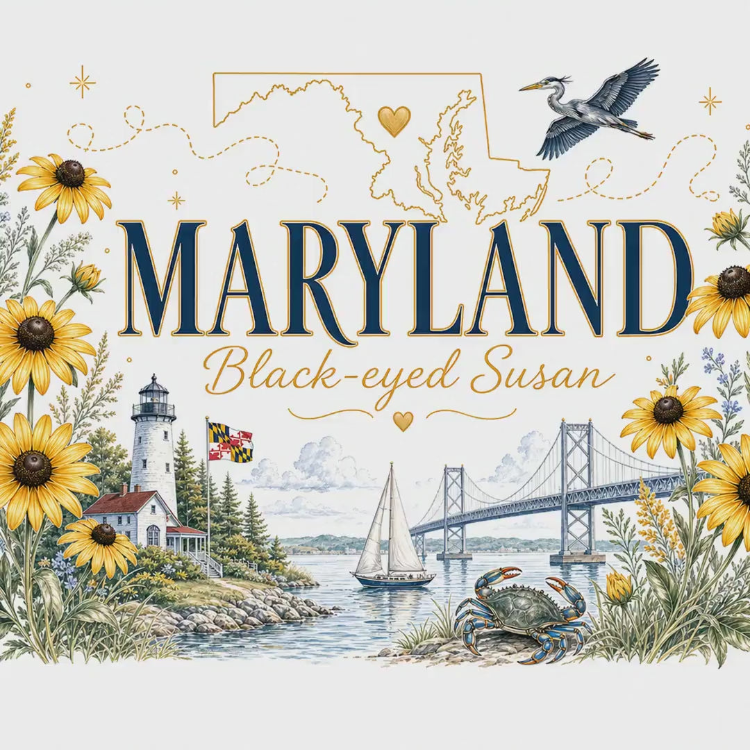 Maryland State Flower 20oz Tumbler | Black-eyed Susan Botanical State Flower Gift | Insulated Stainless Steel Travel Cup video