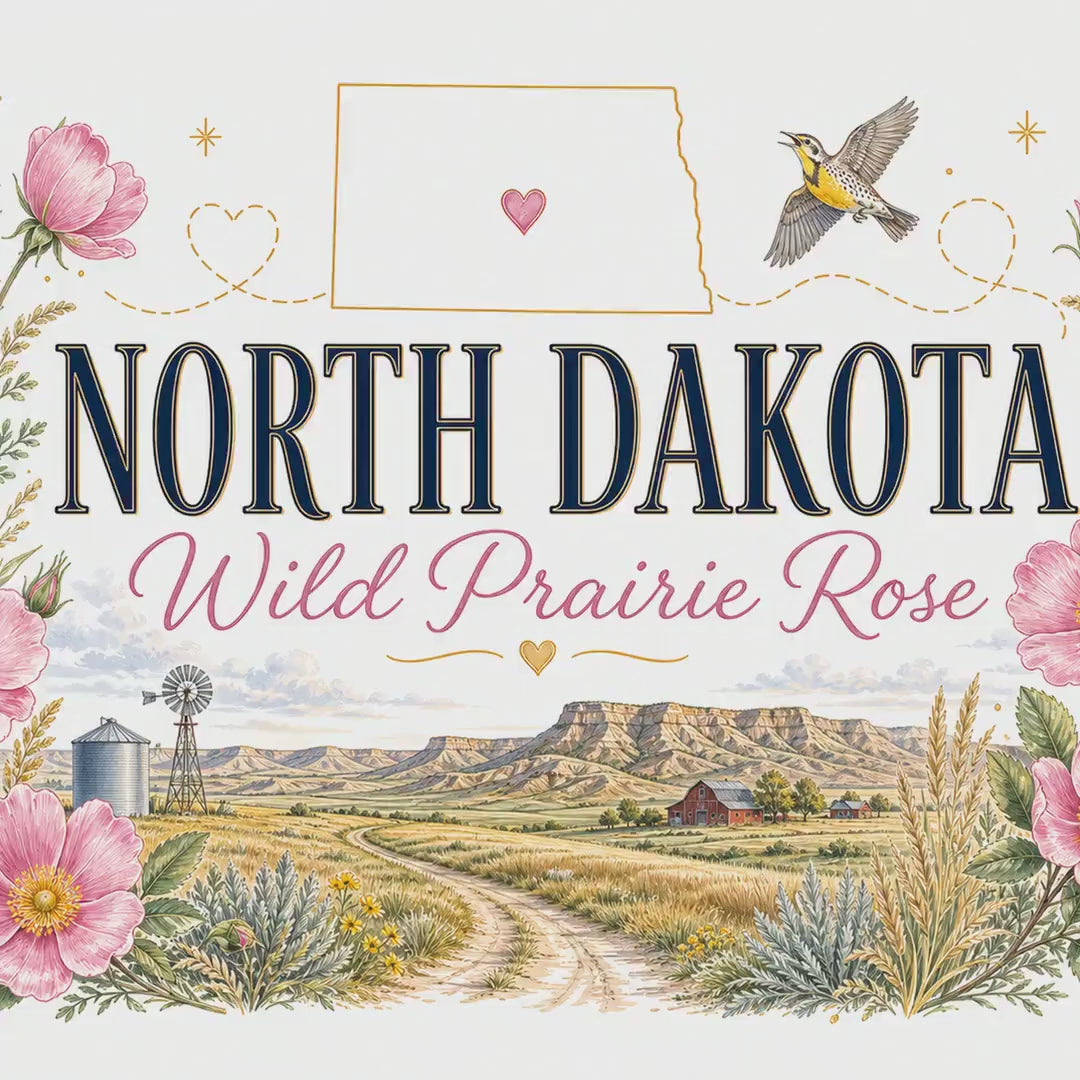 North Dakota State Flower 20oz Tumbler | Wild Prairie Rose Botanical State Flower Gift | Insulated Stainless Steel Travel Cup video