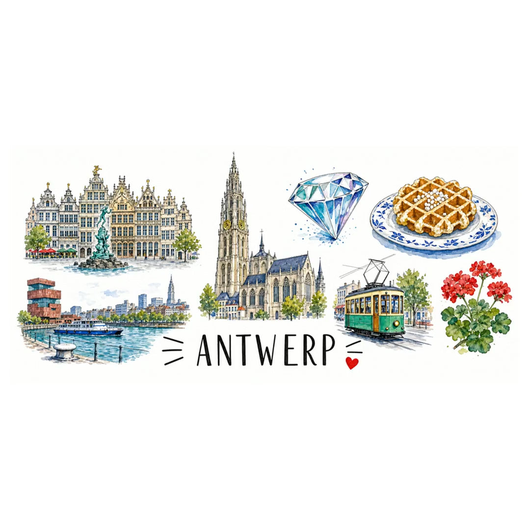 Antwerp Illustrated Travel Mug | City Souvenir Accent Coffee Mug | 11oz 15oz Ceramic Cup video