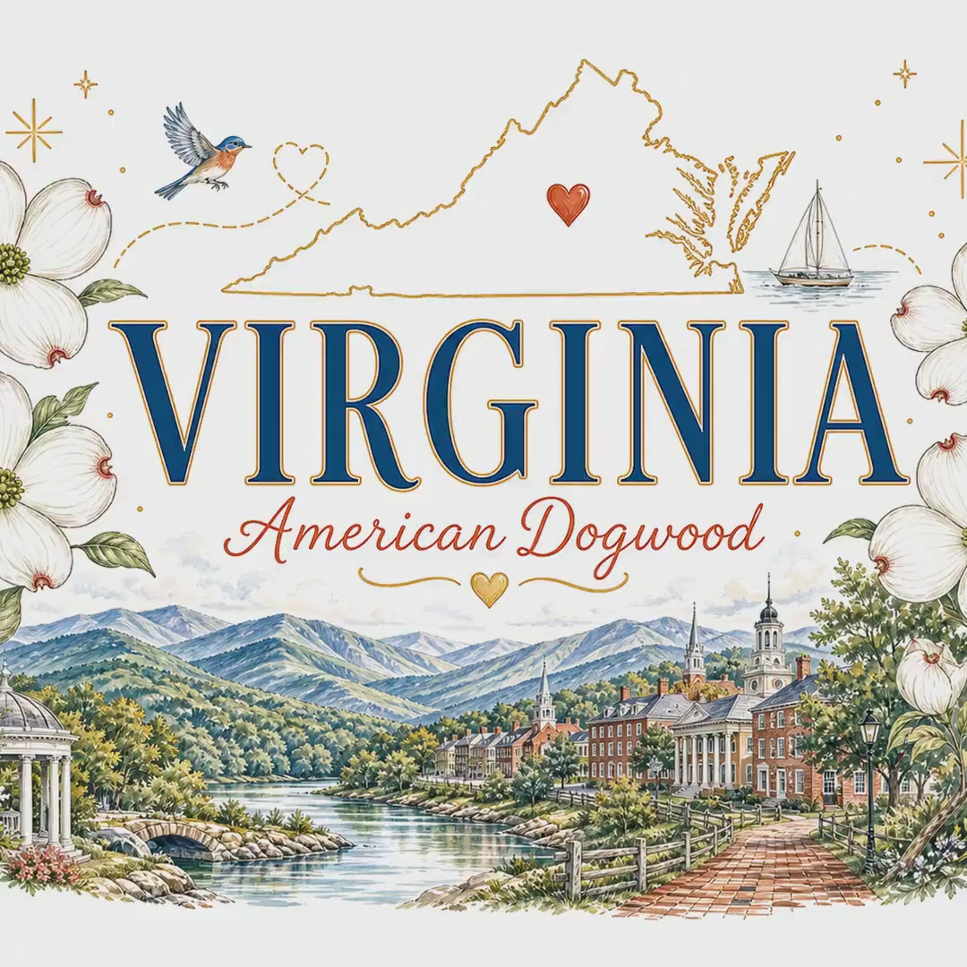 Virginia State Flower 20oz Tumbler | American Dogwood Botanical State Flower Gift | Insulated Stainless Steel Travel Cup video