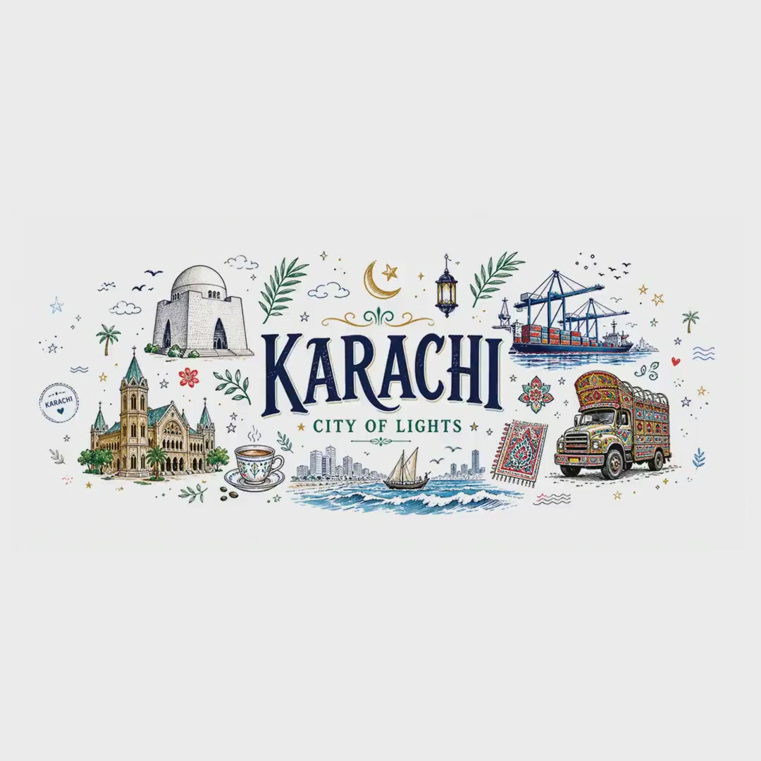 Karachi Coffee Mug | Pakistan Souvenir Travel Gift | Accent Color Ceramic 11oz 15oz video