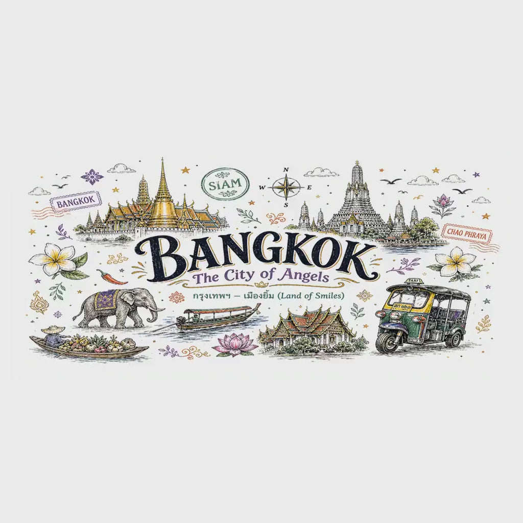 Bangkok Coffee Mug | Thailand Souvenir Travel Gift | Accent Color Ceramic 11oz 15oz video
