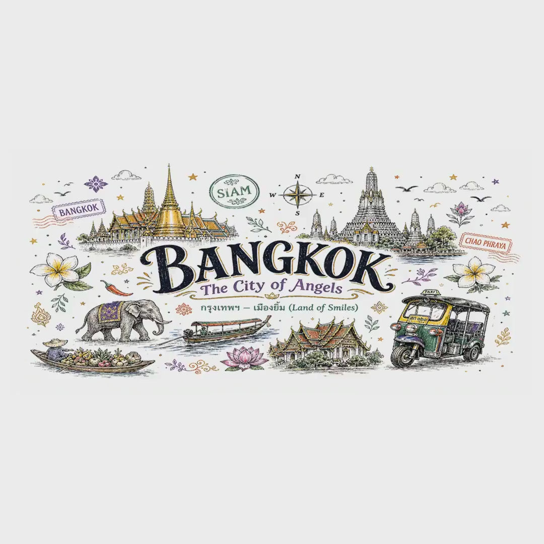 Bangkok Coffee Mug | Thailand Souvenir Travel Gift | Accent Color Ceramic 11oz 15oz video