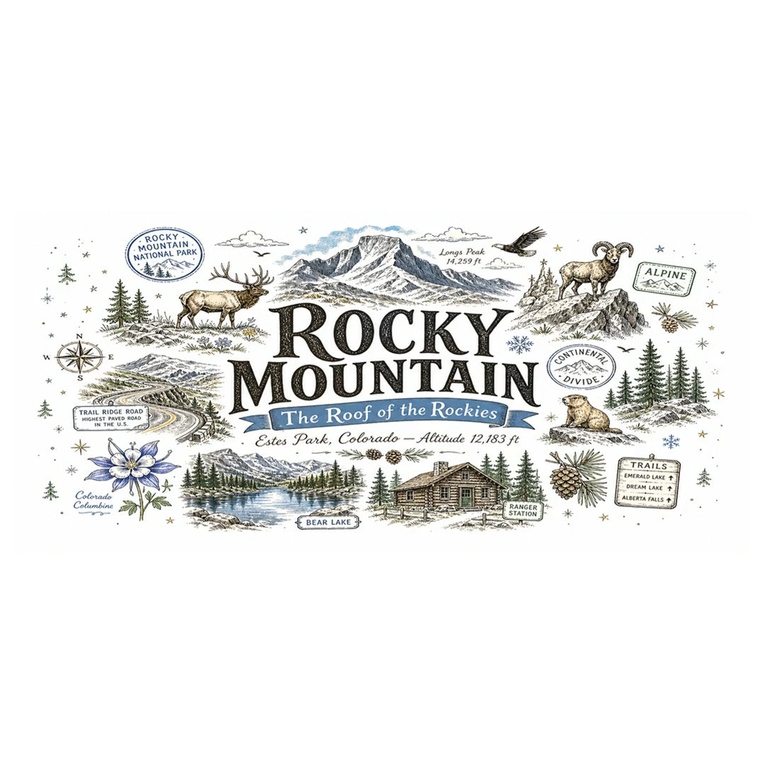 Rocky Mountain Coffee Mug | National Park Hiking Camping Gift | Accent Color Ceramic 11oz 15oz video