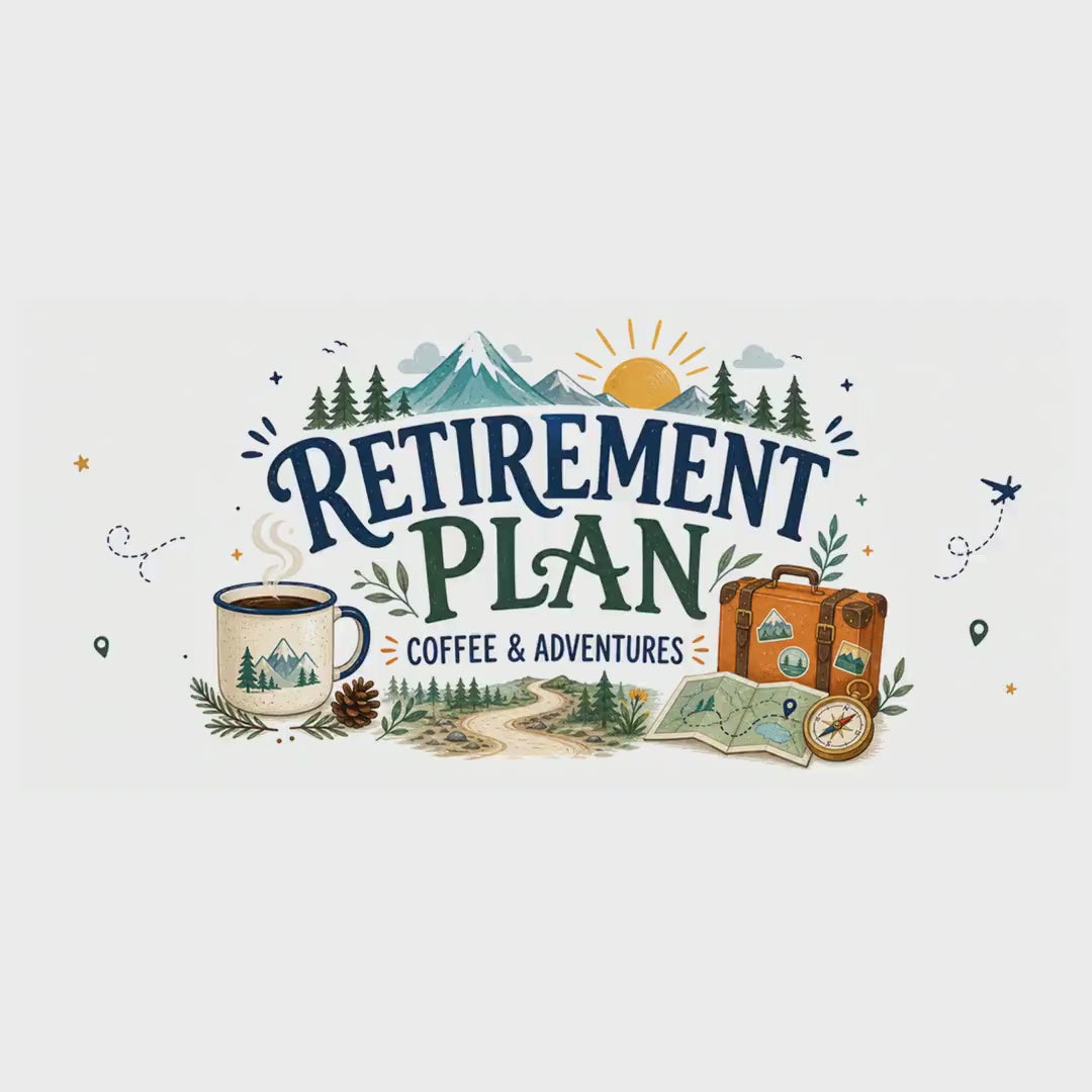 Retirement Plan Coffee And Adventures Mug | Travel Retirement Gift | Accent Color Ceramic 11oz 15oz video