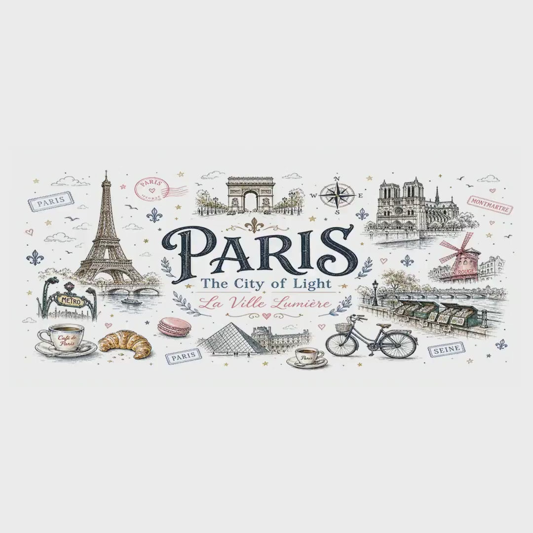 Paris Coffee Mug | France Souvenir Travel Gift | Accent Color Ceramic 11oz 15oz video