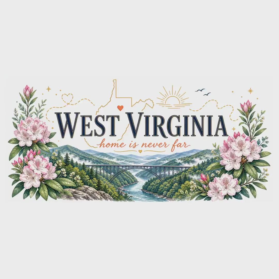 West Virginia State Map Mug | Appalachian Bridge, Rhododendron Accent Coffee Cup video