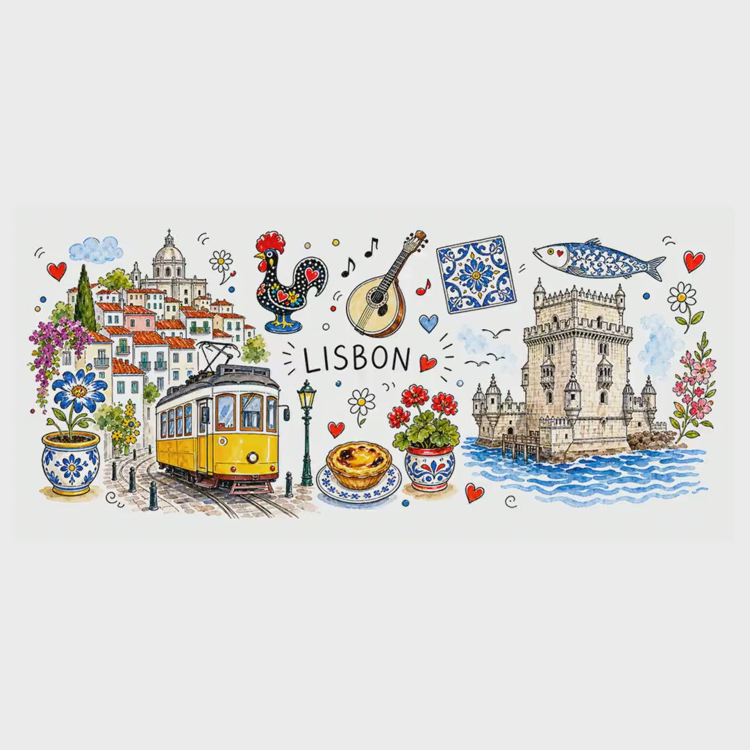 Lisbon Travel Mug | European City Souvenir Accent Coffee Mug | 11oz 15oz Ceramic Cup video
