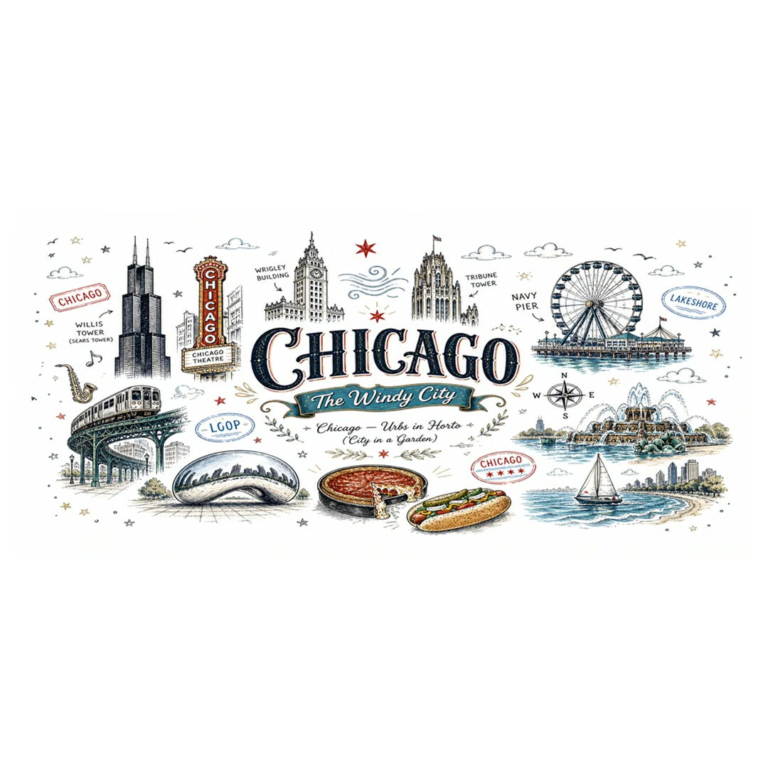 Chicago Coffee Mug | Illinois Souvenir City Gift | Accent Color Ceramic 11oz 15oz video