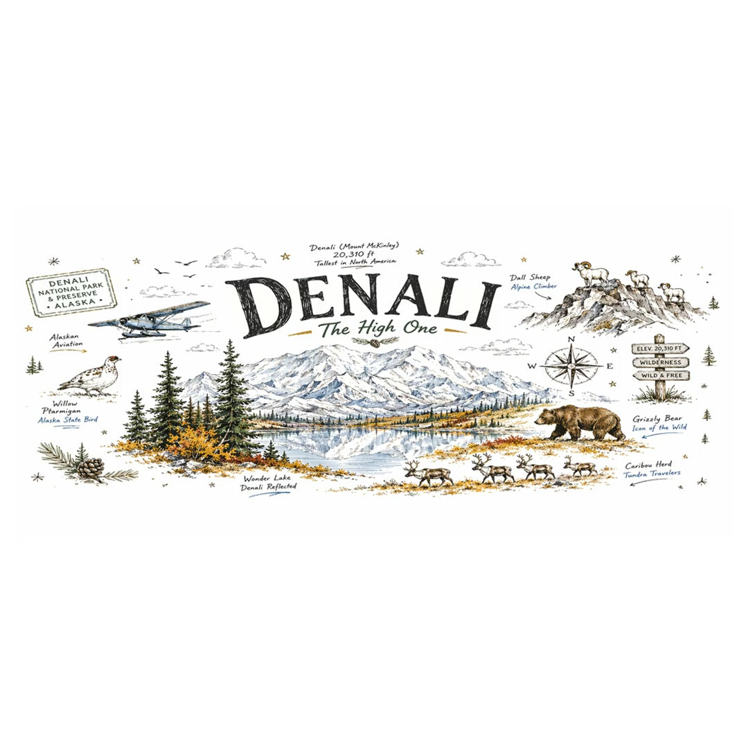 Denali National Park Coffee Mug | Alaska National Park Hiking Gift | Accent Color Ceramic 11oz 15oz video