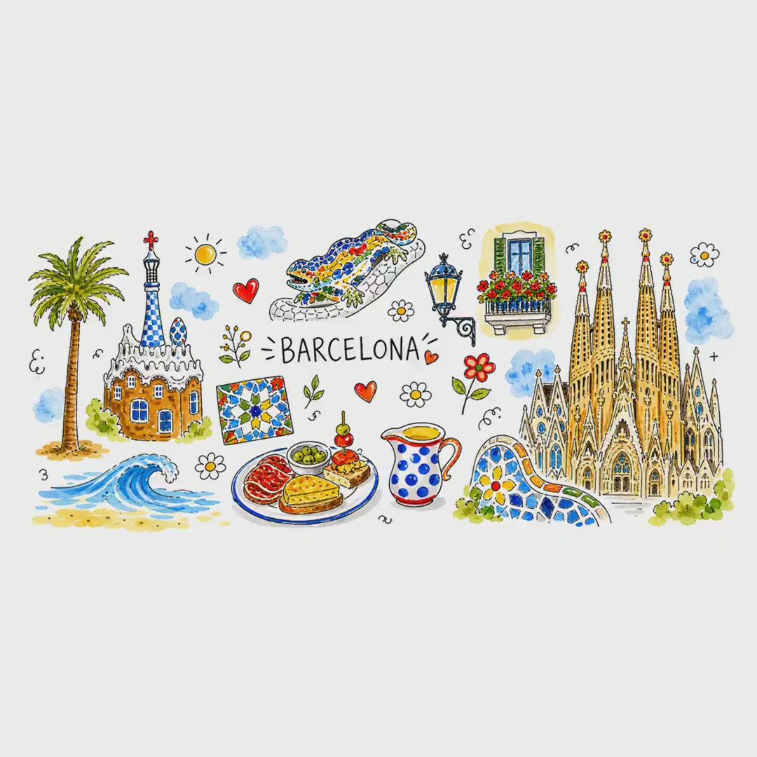 Barcelona Travel Mug | European City Souvenir Accent Coffee Mug | 11oz 15oz Ceramic Cup video