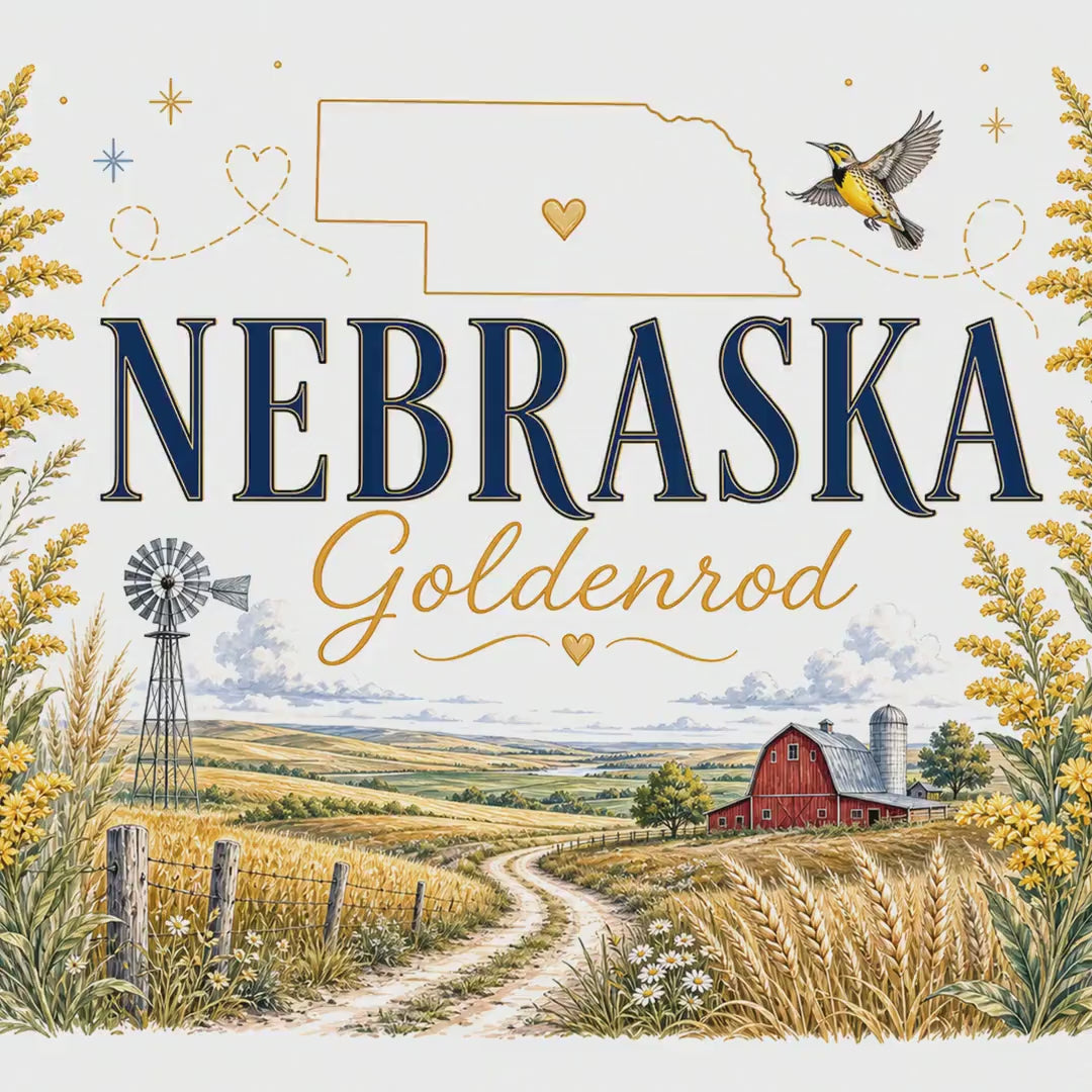 Nebraska State Flower 20oz Tumbler | Goldenrod Botanical State Flower Gift | Insulated Stainless Steel Travel Cup video
