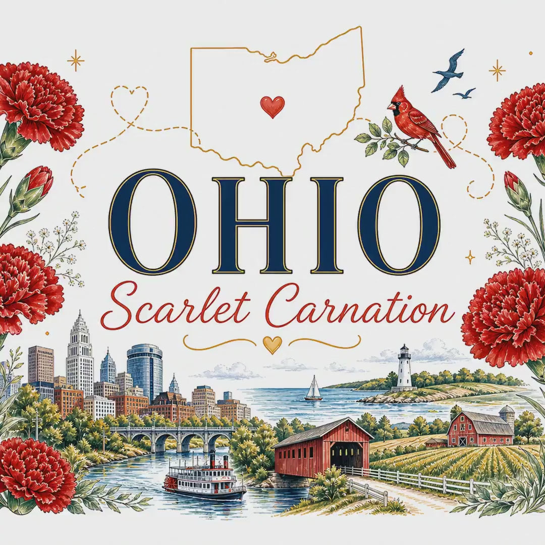 Ohio State Flower 20oz Tumbler | Scarlet Carnation Botanical State Flower Gift | Insulated Stainless Steel Travel Cup video