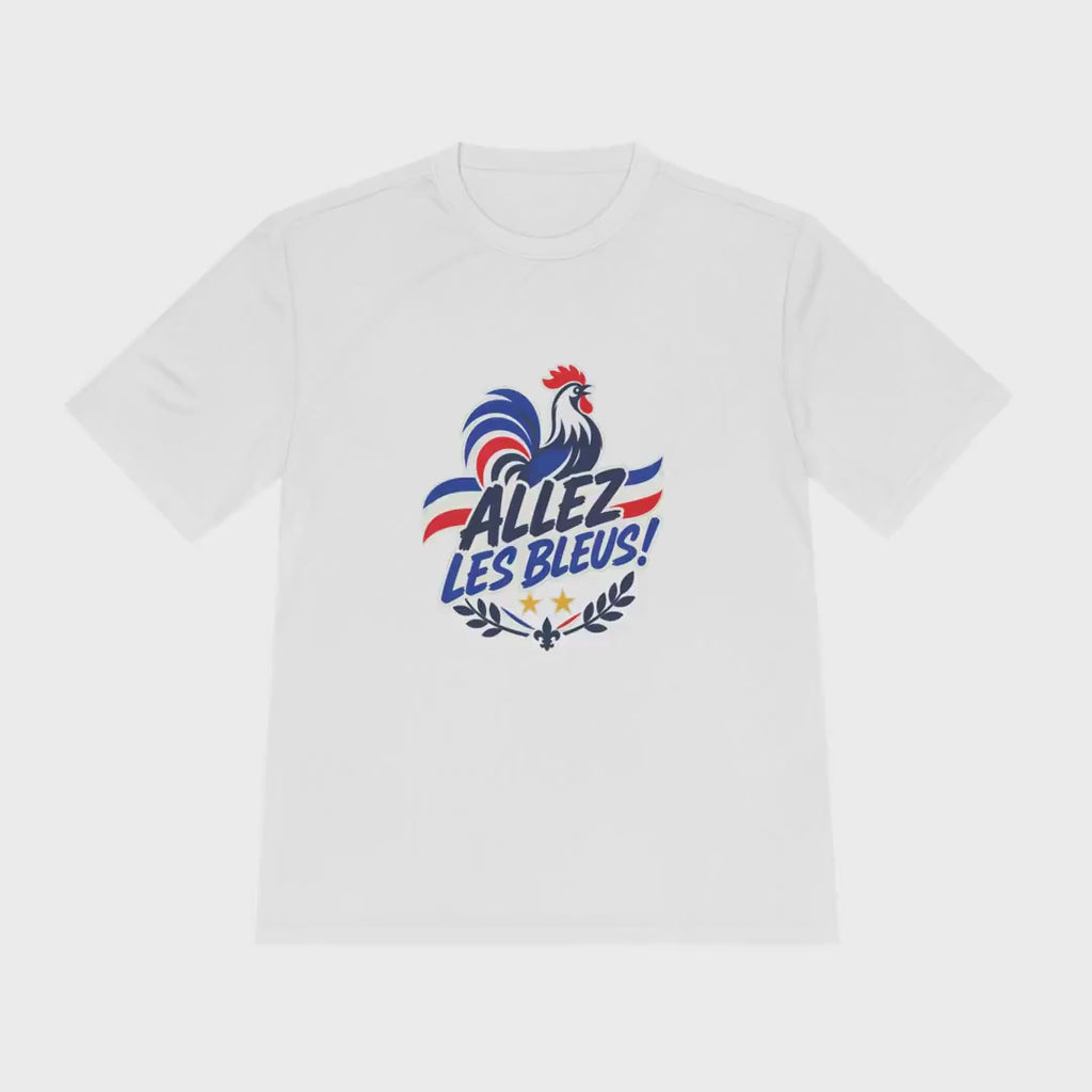 France Soccer T Shirt, Allez Les Bleus Tee, World Football Fan Shirt, Moisture Wicking Sport Tee video