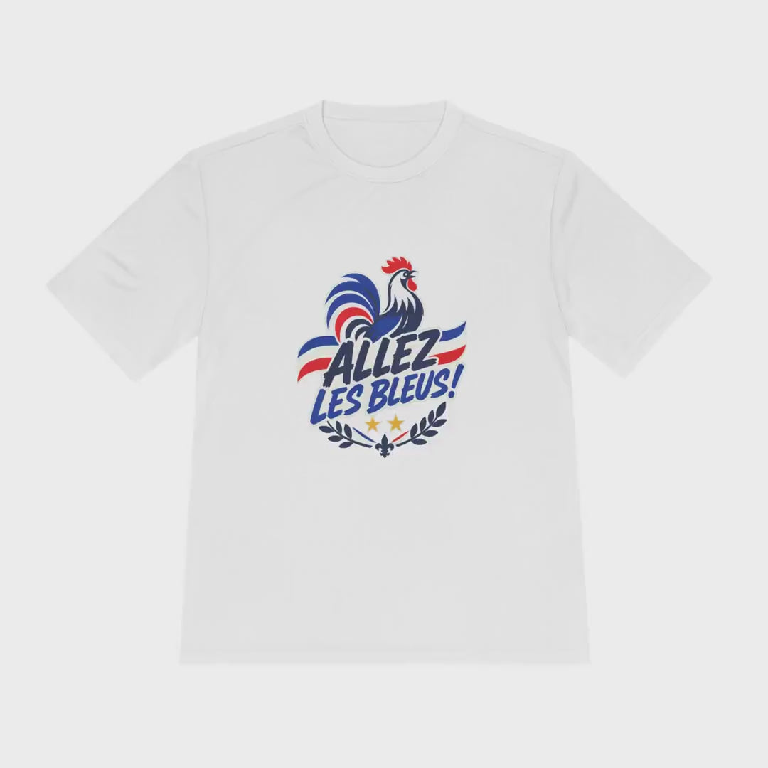 France Soccer T Shirt, Allez Les Bleus Tee, World Football Fan Shirt, Moisture Wicking Sport Tee video