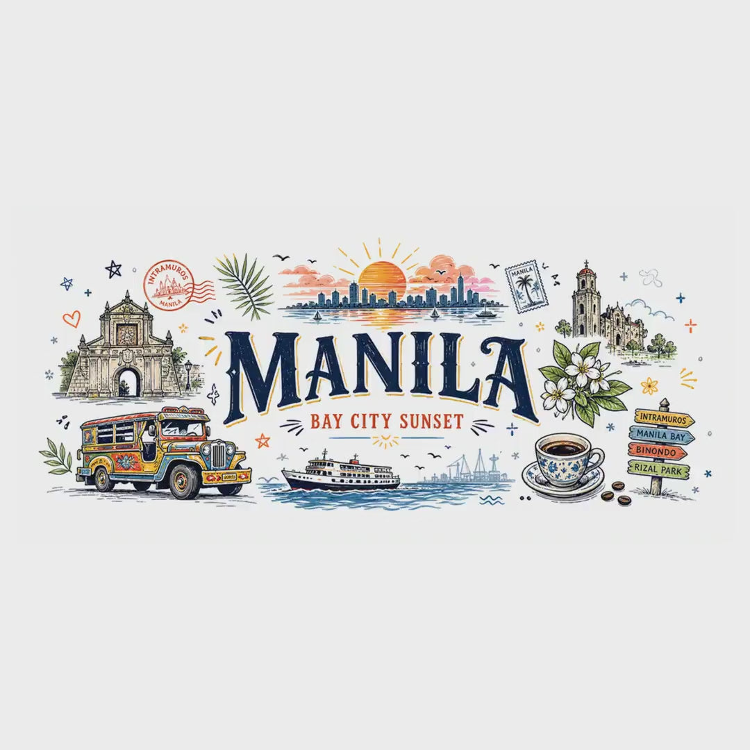 Manila Coffee Mug | Philippines Souvenir Travel Gift | Accent Color Ceramic 11oz 15oz video