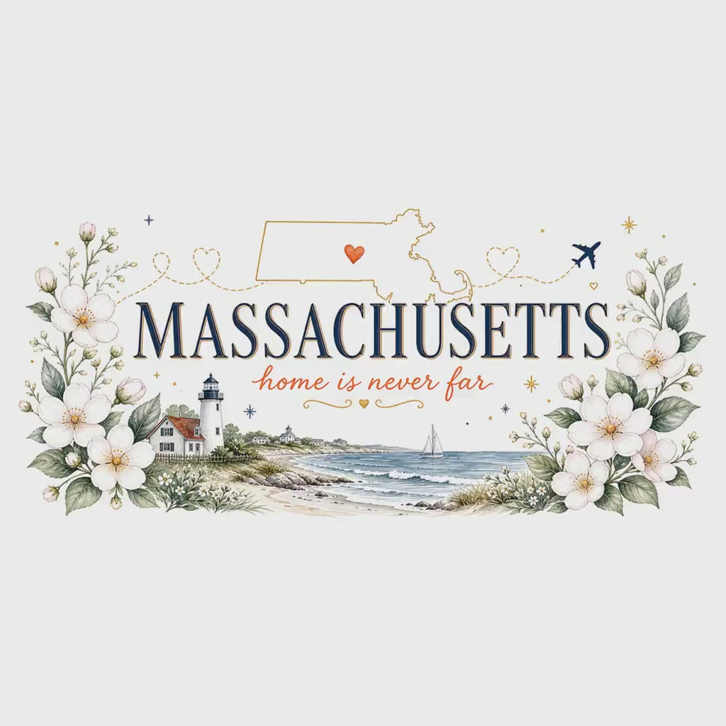 Massachusetts State Map Mug | Coastal Scene, Botanical Accents (11oz, 15oz) video