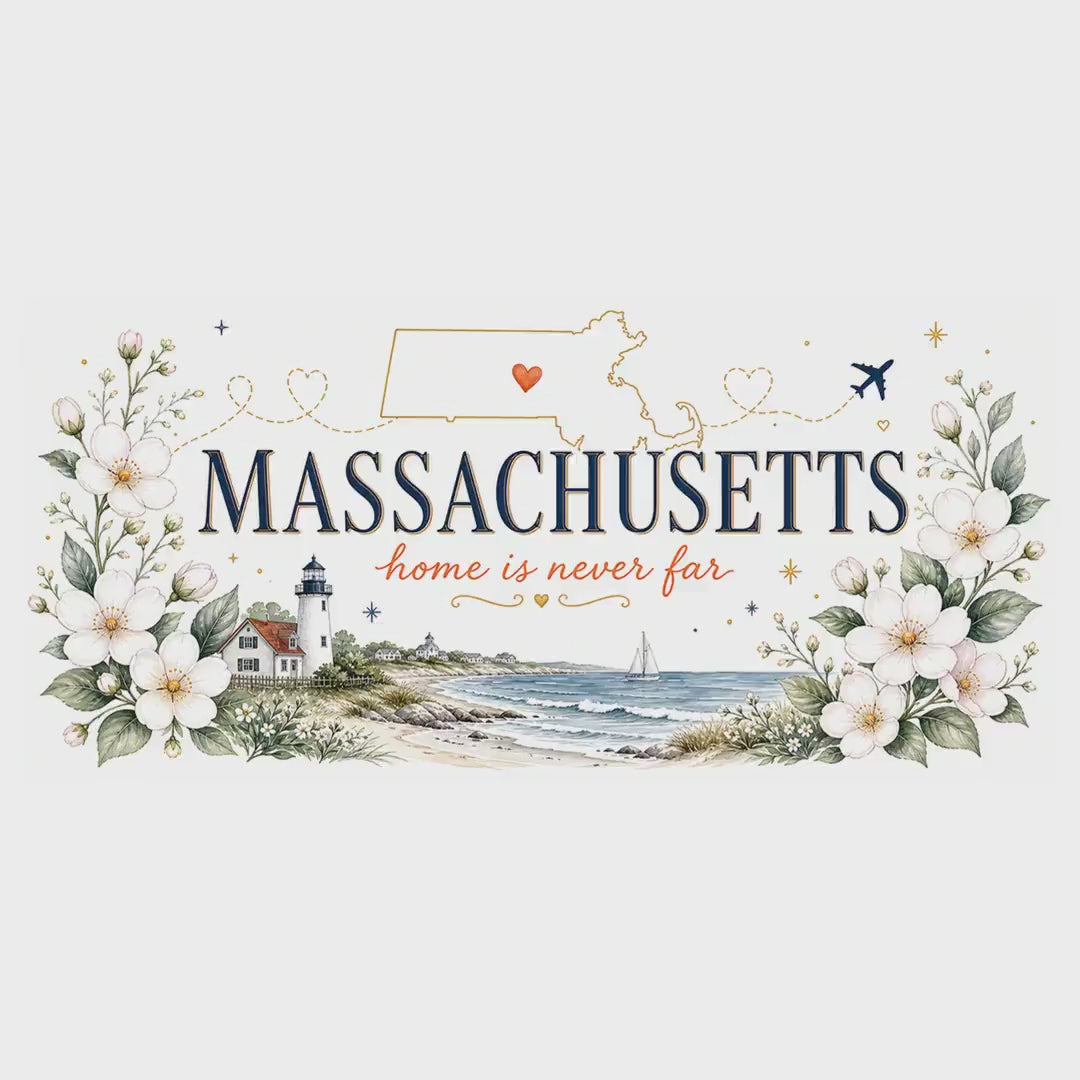 Massachusetts State Map Mug | Coastal Scene, Botanical Accents (11oz, 15oz) video