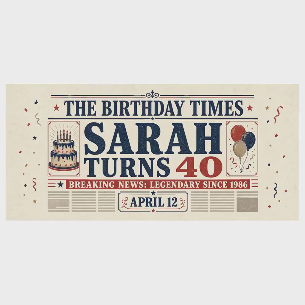 Birthday Newspaper Mug | Custom Name Age Date Gift | The Birthday Times Coffee Cup 11oz 15oz video