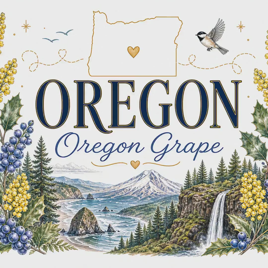 Oregon State Flower 20oz Tumbler | Oregon Grape Botanical State Flower Gift | Insulated Stainless Steel Travel Cup video