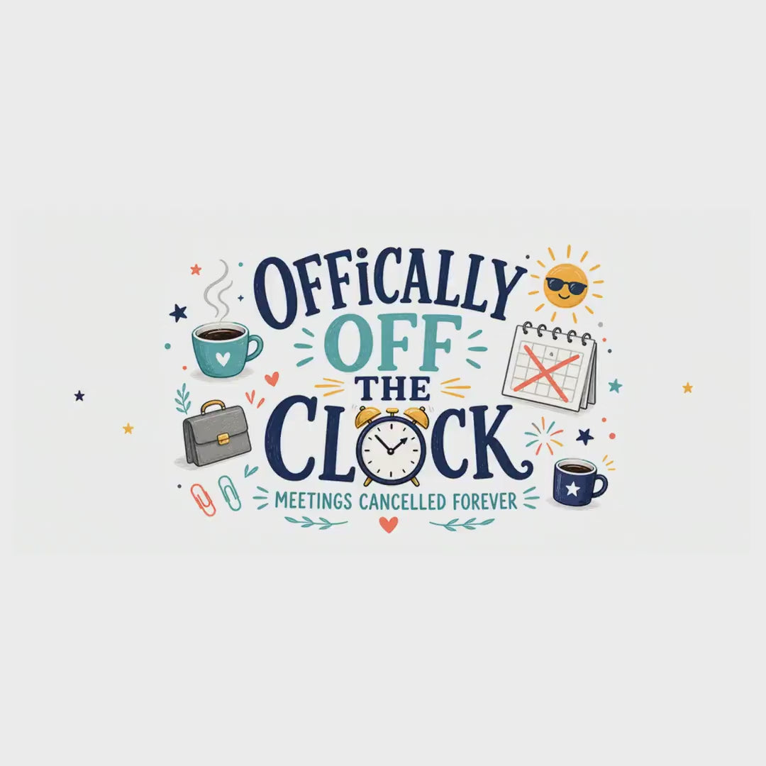 Officially Off The Clock Coffee Mug | Funny Retirement Gift | Accent Color Ceramic 11oz 15oz video