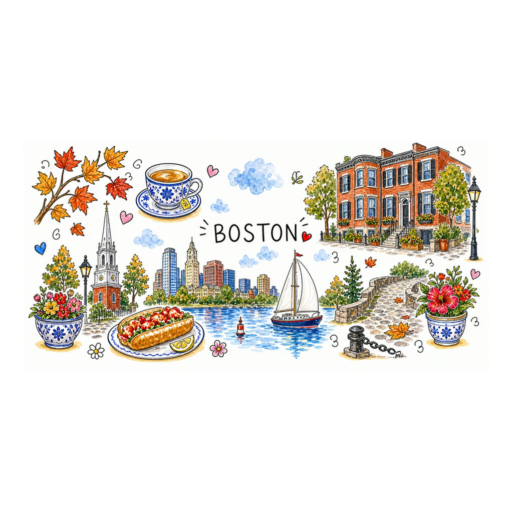 Boston Illustrated Travel Mug | City Souvenir Accent Coffee Mug | 11oz 15oz Ceramic Cup video