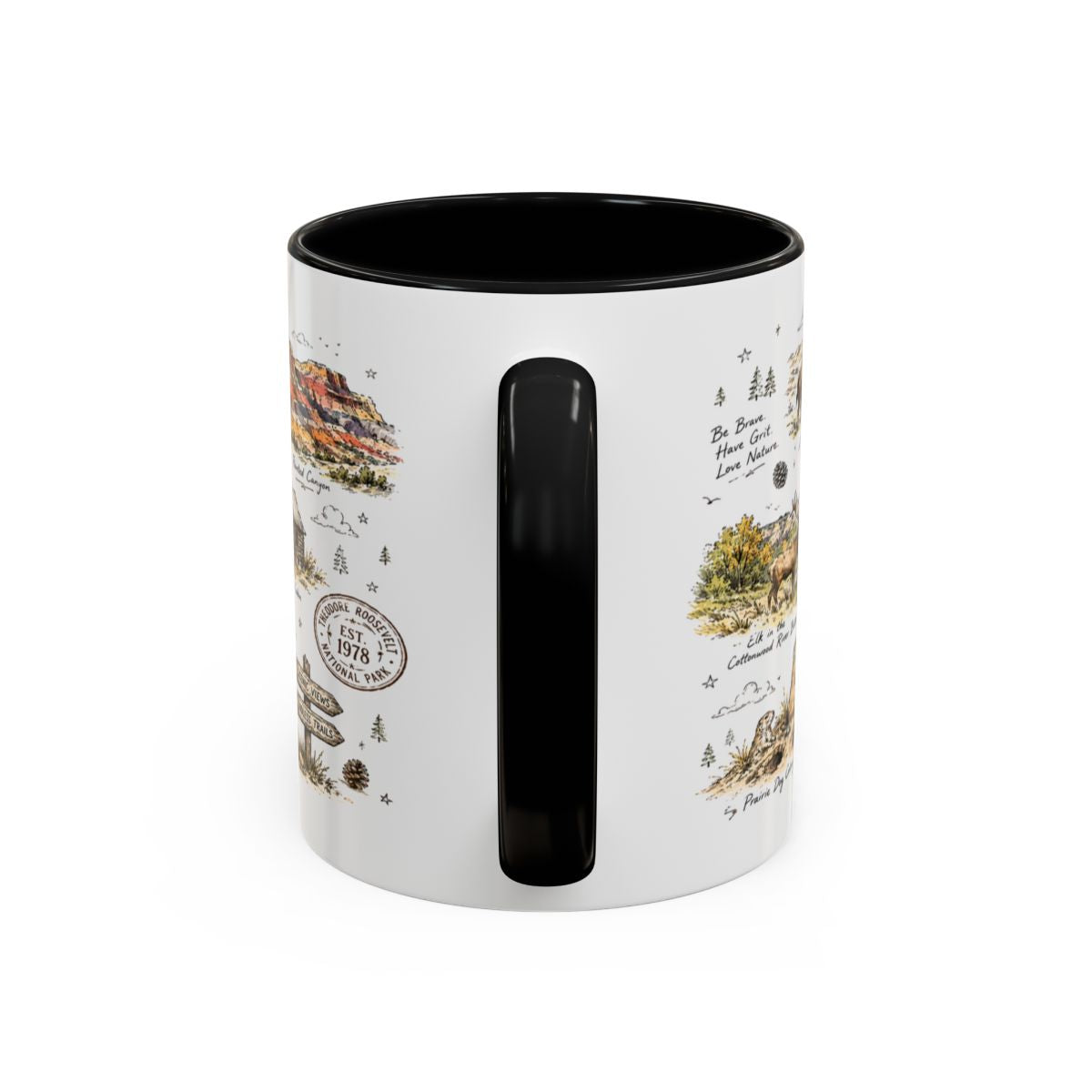 Theodore Roosevelt National Park Coffee Mug | North Dakota Badlands Bison Gift | Accent Color Ceramic 11oz 15oz