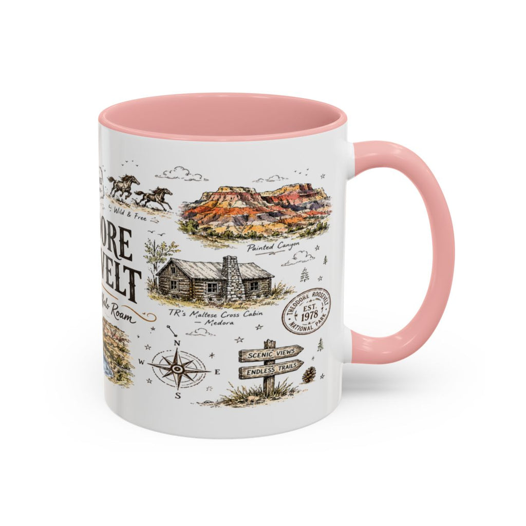 Theodore Roosevelt National Park Coffee Mug | North Dakota Badlands Bison Gift | Accent Color Ceramic 11oz 15oz