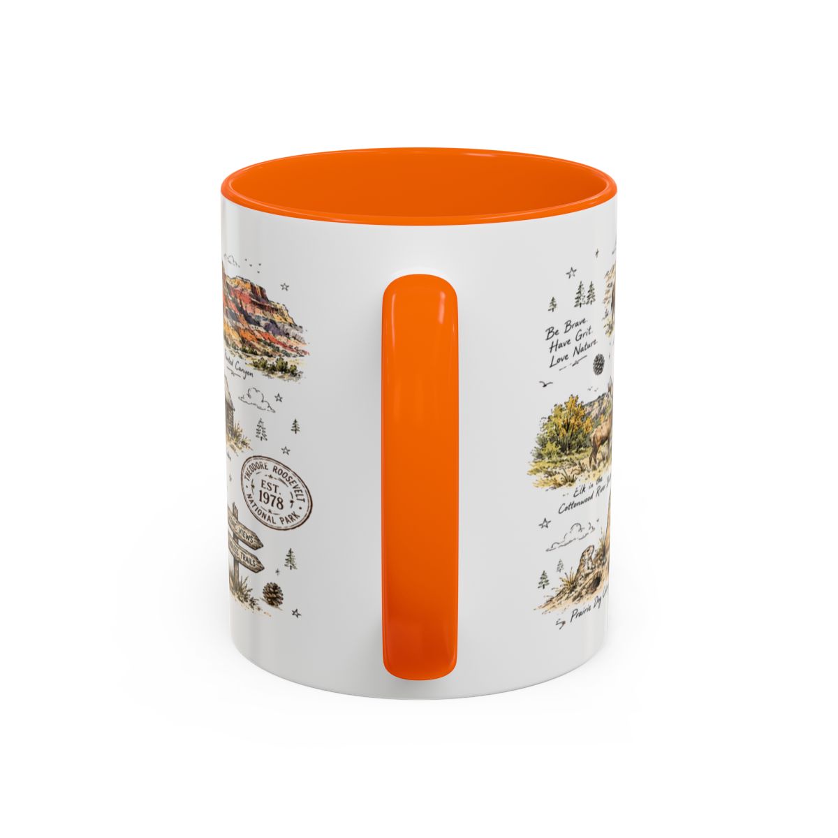 Theodore Roosevelt National Park Coffee Mug | North Dakota Badlands Bison Gift | Accent Color Ceramic 11oz 15oz