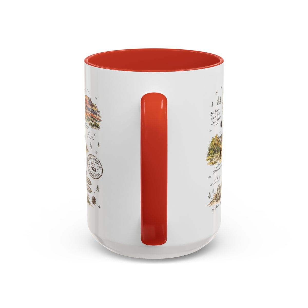 Theodore Roosevelt National Park Coffee Mug | North Dakota Badlands Bison Gift | Accent Color Ceramic 11oz 15oz