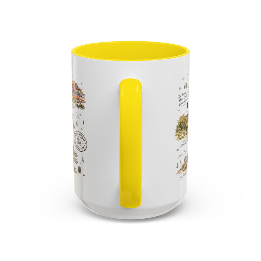 Theodore Roosevelt National Park Coffee Mug | North Dakota Badlands Bison Gift | Accent Color Ceramic 11oz 15oz