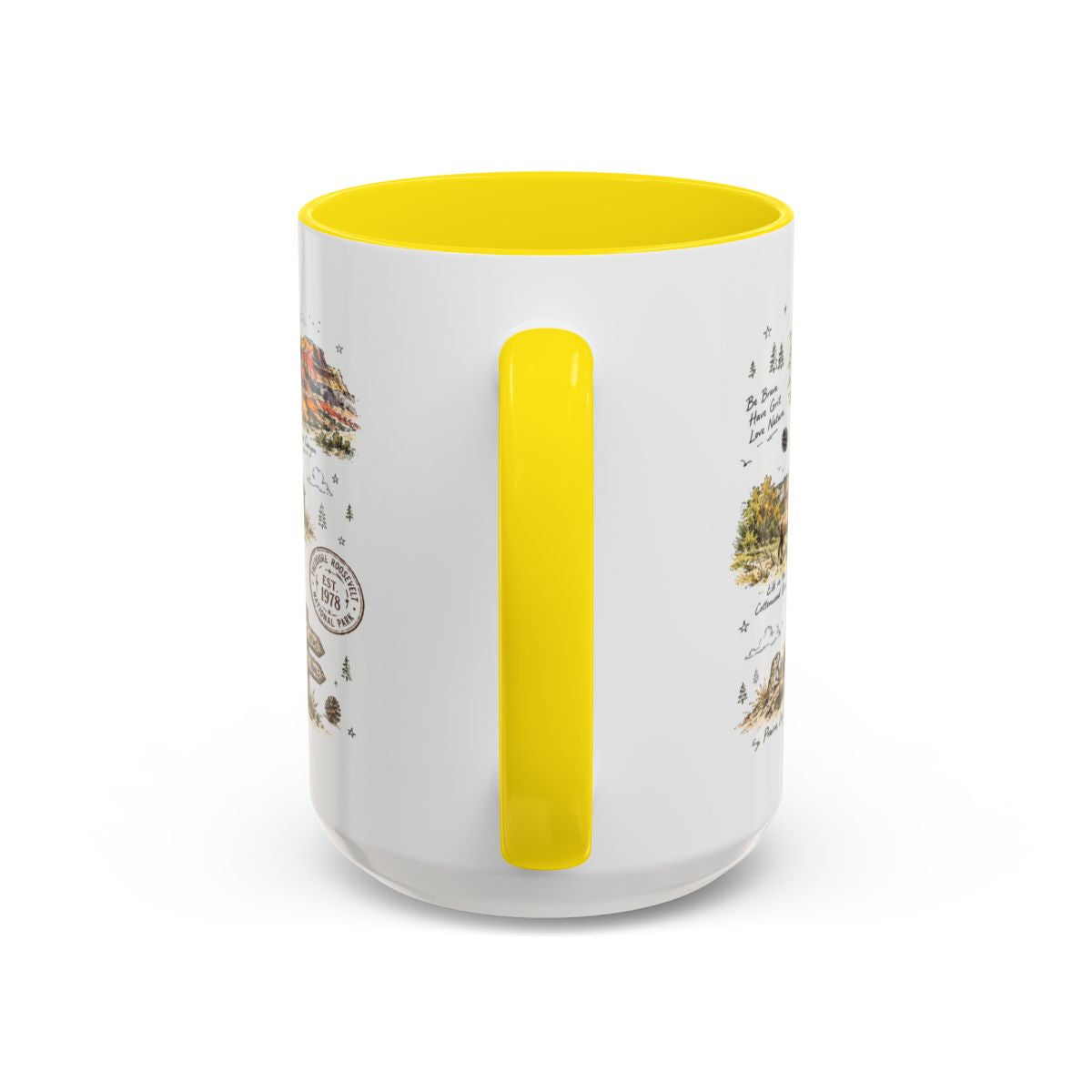 Theodore Roosevelt National Park Coffee Mug | North Dakota Badlands Bison Gift | Accent Color Ceramic 11oz 15oz