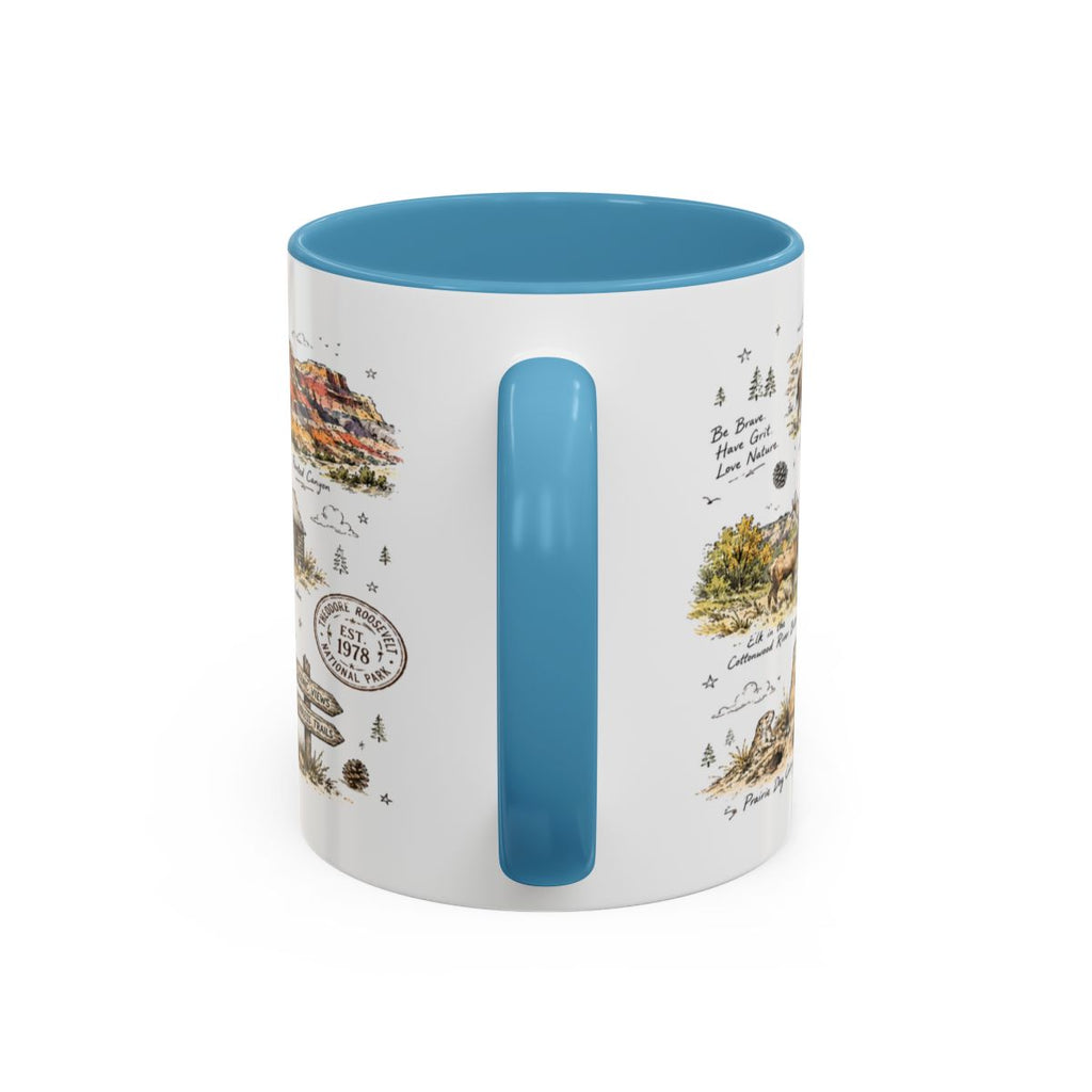 Theodore Roosevelt National Park Coffee Mug | North Dakota Badlands Bison Gift | Accent Color Ceramic 11oz 15oz