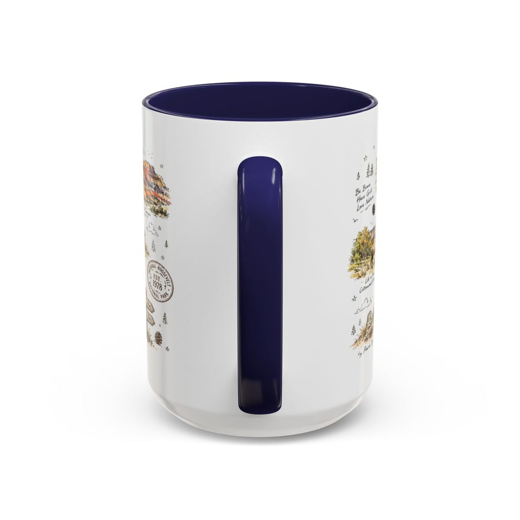 Theodore Roosevelt National Park Coffee Mug | North Dakota Badlands Bison Gift | Accent Color Ceramic 11oz 15oz