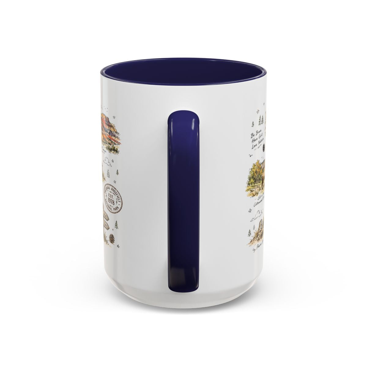 Theodore Roosevelt National Park Coffee Mug | North Dakota Badlands Bison Gift | Accent Color Ceramic 11oz 15oz