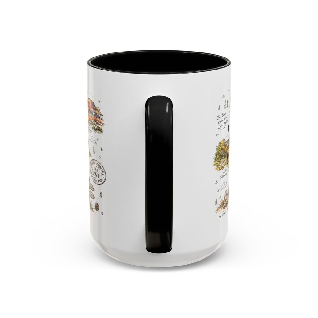 Theodore Roosevelt National Park Coffee Mug | North Dakota Badlands Bison Gift | Accent Color Ceramic 11oz 15oz