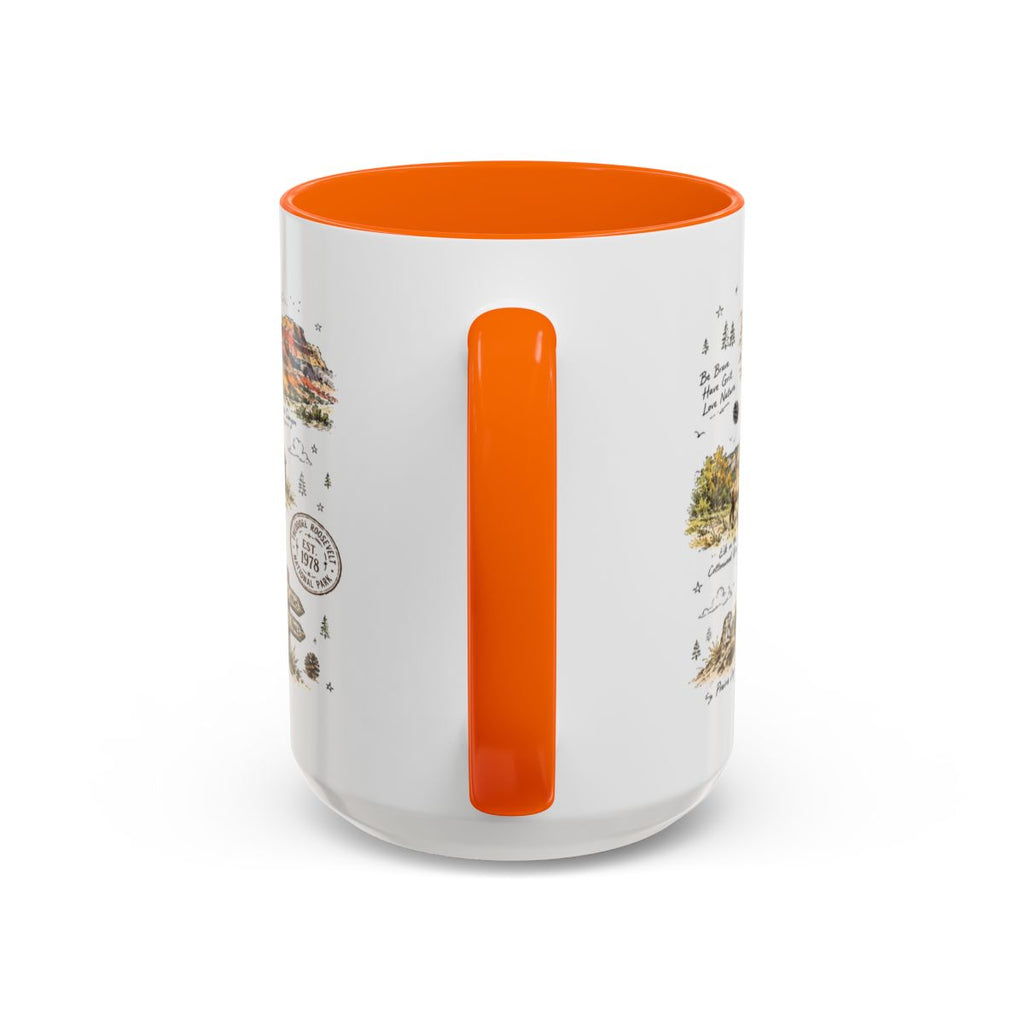 Theodore Roosevelt National Park Coffee Mug | North Dakota Badlands Bison Gift | Accent Color Ceramic 11oz 15oz