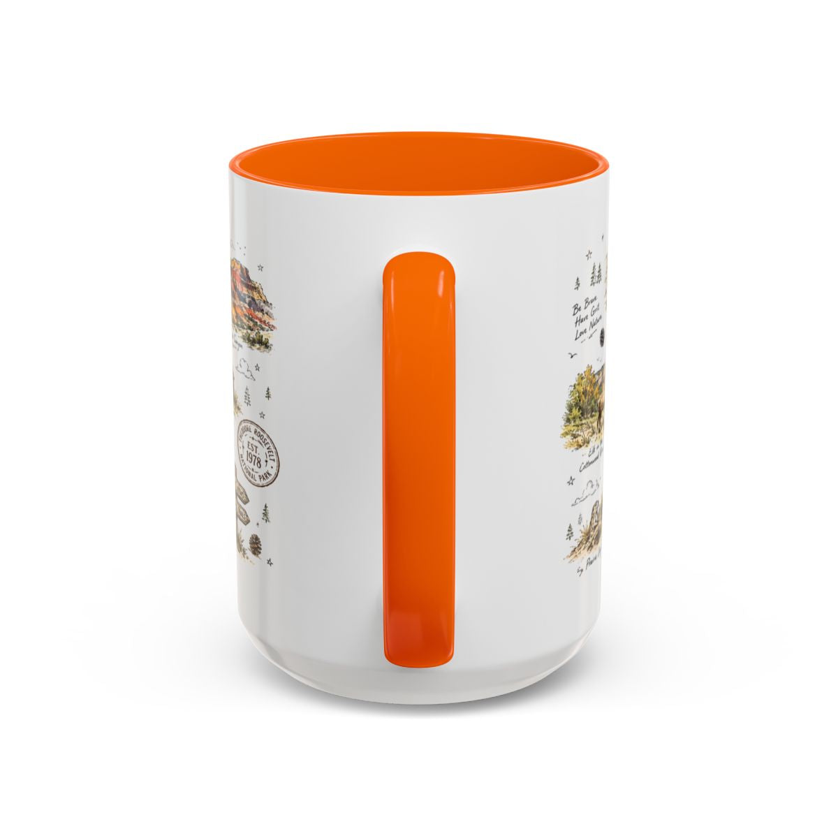Theodore Roosevelt National Park Coffee Mug | North Dakota Badlands Bison Gift | Accent Color Ceramic 11oz 15oz