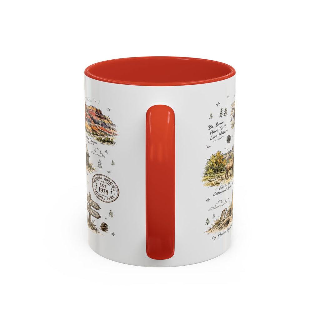 Theodore Roosevelt National Park Coffee Mug | North Dakota Badlands Bison Gift | Accent Color Ceramic 11oz 15oz