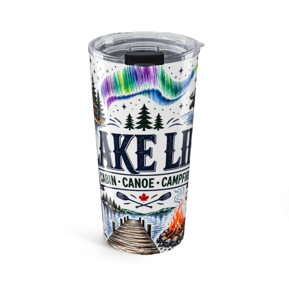Cabin Country Lake Life 20oz Tumbler | Canada Cottage Gift | Insulated Stainless Steel Travel Cup — front