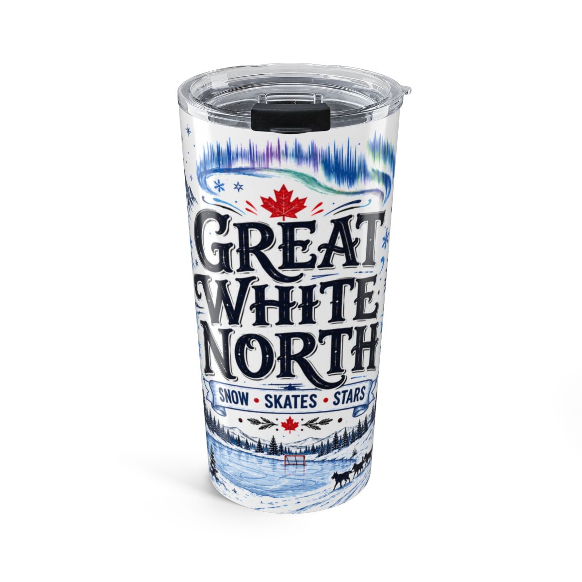 White North Tumbler | Canadian Pride Travel Cup, Insulated Stainless Steel — front