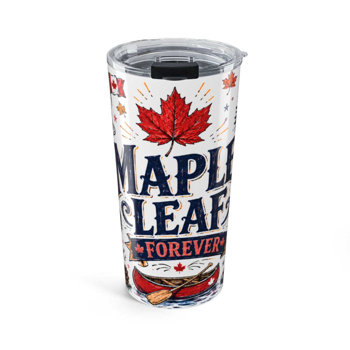 Maple Leaf Forever 20oz Tumbler | Canadian Pride Gift | Insulated Stainless Steel Travel Cup — front