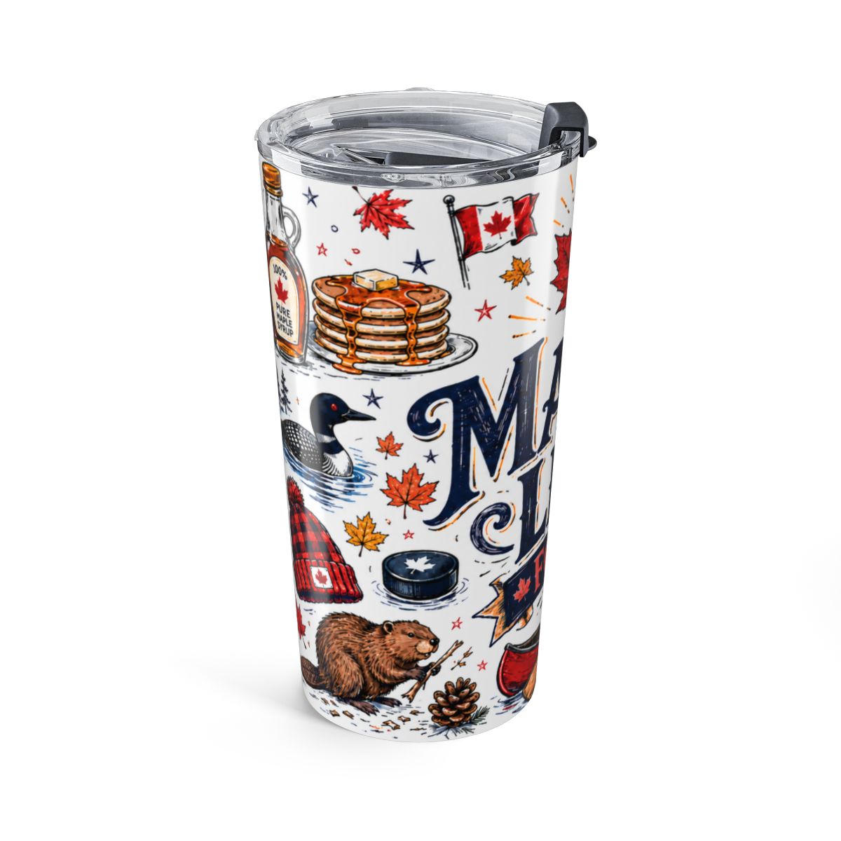 Maple Leaf Forever 20oz Tumbler | Canadian Pride Gift | Insulated Stainless Steel Travel Cup — left