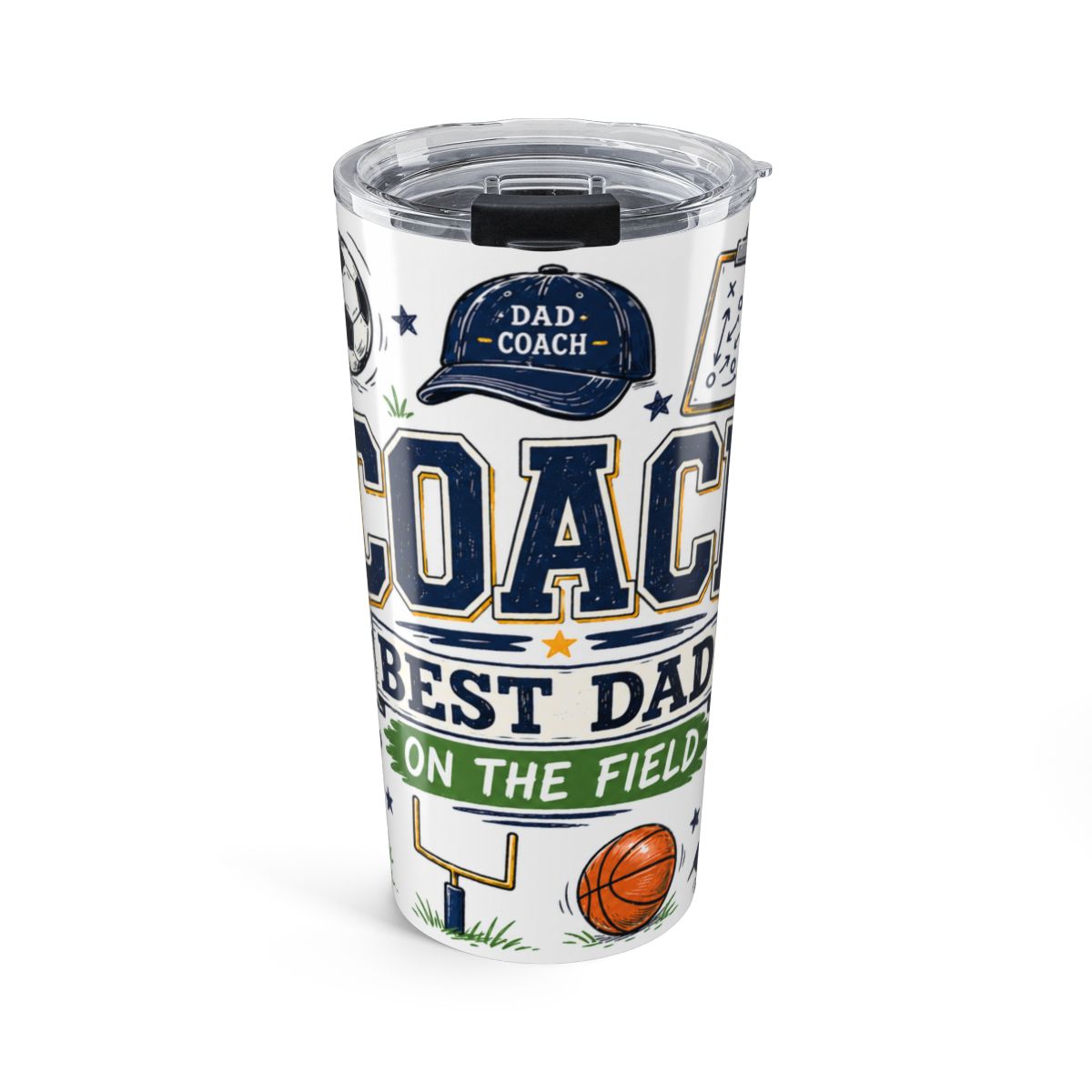 Coach Dad On The Field Tumbler | Insulated Stainless Steel Travel Cup — front