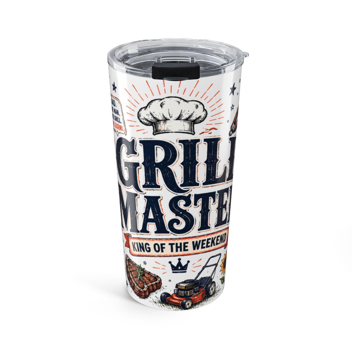 Grill Master 20oz Tumbler | Father's Day Gift for Dad | Insulated Stainless Steel Travel Cup — front