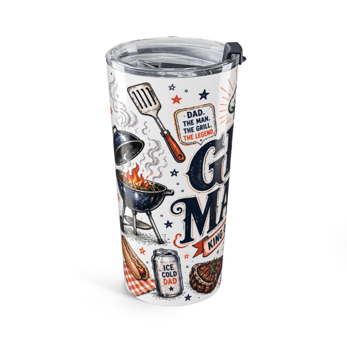 Grill Master 20oz Tumbler | Father's Day Gift for Dad | Insulated Stainless Steel Travel Cup — left