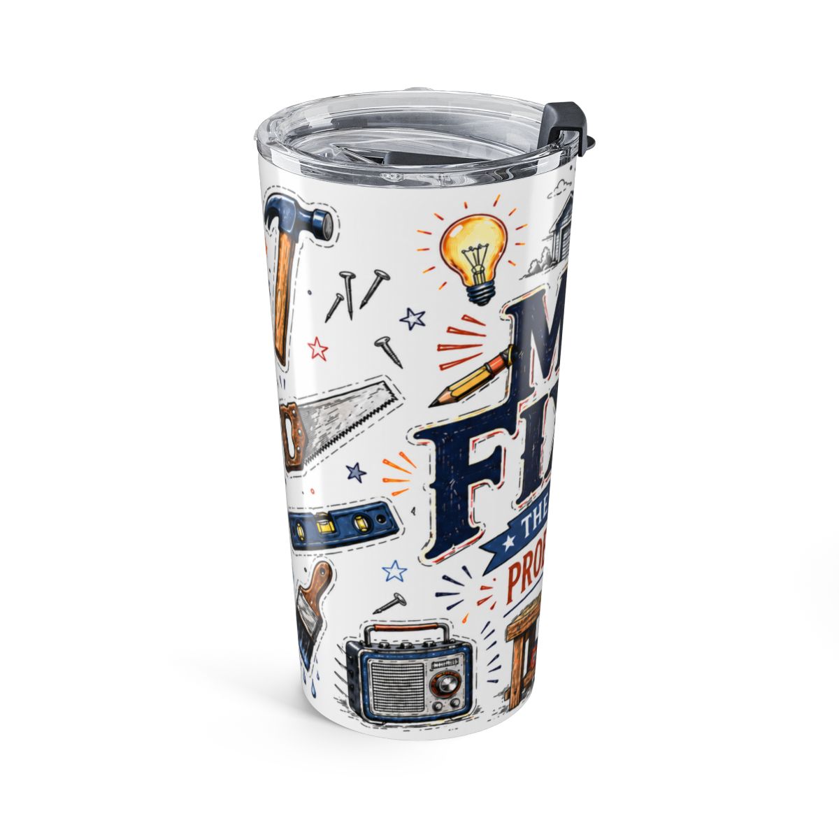 Mr Fix It Tumbler | Insulated Stainless Steel Travel Cup, Dad Gift — left