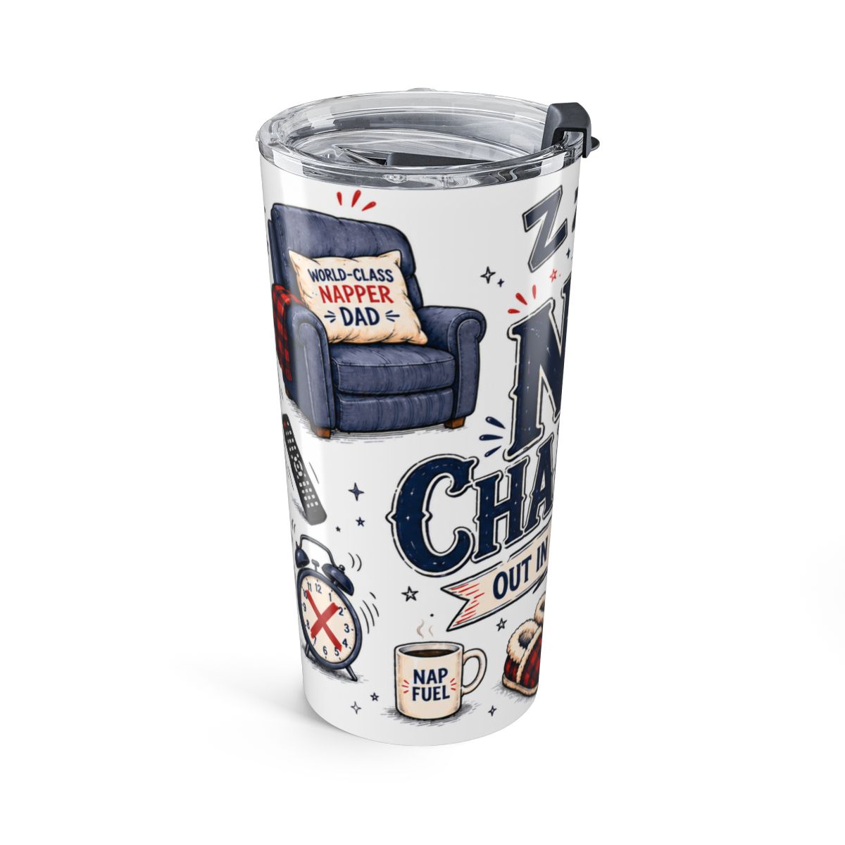 Nap Champion 20oz Tumbler | Father's Day Gift for Dad | Insulated Stainless Steel Travel Cup — left
