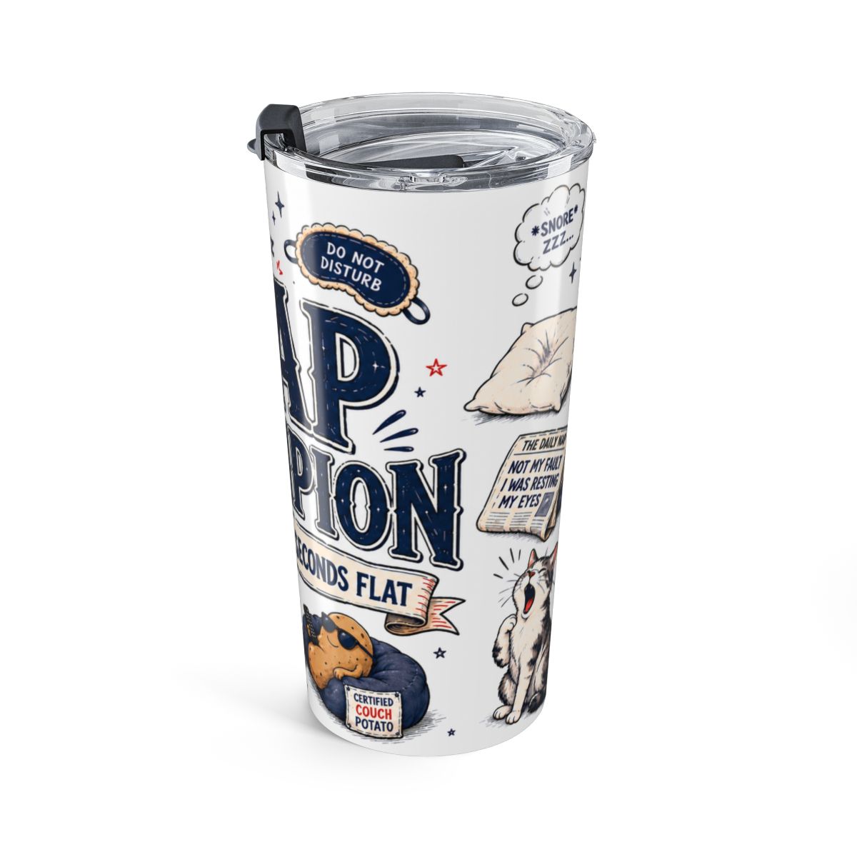 Nap Champion 20oz Tumbler | Father's Day Gift for Dad | Insulated Stainless Steel Travel Cup — right